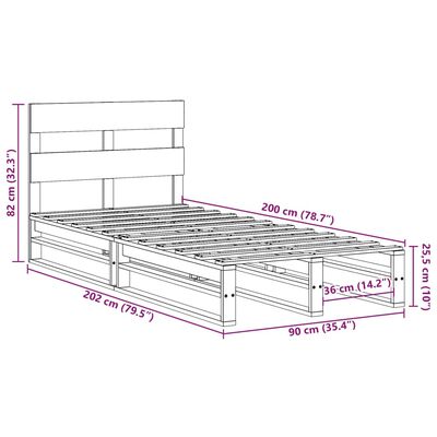 vidaXL Cadre de lit sans matelas blanc 90x200 cm bois de pin massif