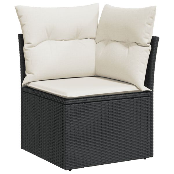 vidaXL Salon de jardin 8 pcs avec coussins noir r&eacute;sine tress&eacute;e