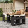 vidaXL Ensemble &agrave; manger de jardin coussins 5pcs Noir R&eacute;sine tress&eacute;e