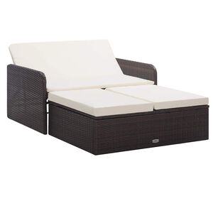 vidaXL Salon de jardin 2 pcs avec coussins R&eacute;sine tress&eacute;e Marron
