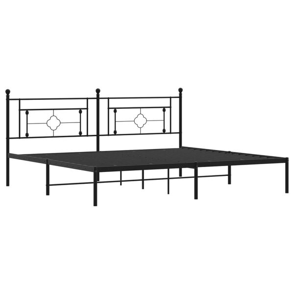 vidaXL Cadre de lit m&eacute;tal sans matelas avec t&ecirc;te de lit noir 200x200cm