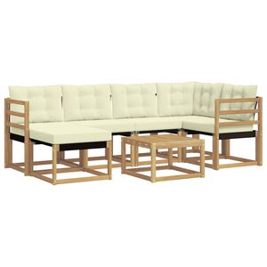 vidaXL Ensemble de canap&eacute;s d'ext&eacute;rieur 7 pc Blanc et cr&egrave;me