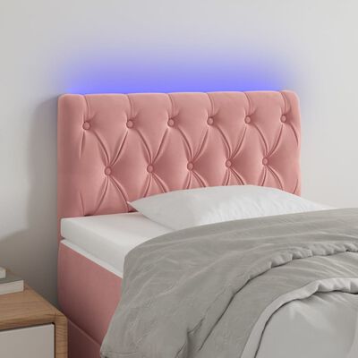 vidaXL Tête de lit à LED Rose 80x7x78/88 cm Velours
