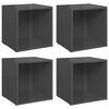 vidaXL Meubles TV 4 pcs gris brillant 37x35x37 cm bois d&rsquo;ing&eacute;nierie