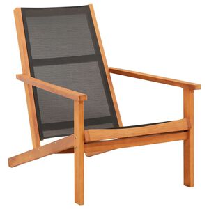 vidaXL Chaise de jardin Noir Bois d'eucalyptus solide et textil&egrave;ne
