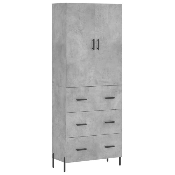 vidaXL Buffet haut Gris b&eacute;ton 69,5x34x180 cm Bois d'ing&eacute;nierie
