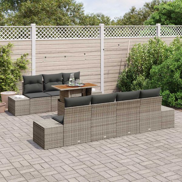 vidaXL Ensemble de canap&eacute; de jardin 8 pcs Gris Poly rotin