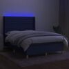 vidaXL Sommier &agrave; lattes de lit matelas et LED Bleu 140x190 cm Tissu
