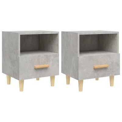 vidaXL Tables de chevet 2 pcs Gris béton 40x35x47 cm