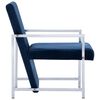 vidaXL Fauteuil avec pieds chrom&eacute;s Bleu Velours