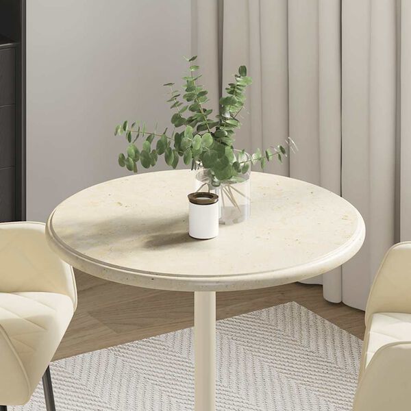 vidaXL Dessus de table Cr&egrave;me &Oslash;60x2,5 cm Marbre