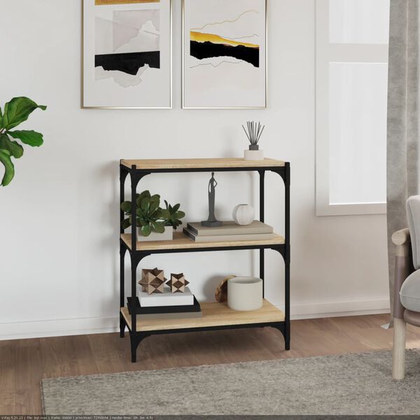 vidaXL Biblioth&egrave;que Ch&ecirc;ne Sonoma 60x33x70,5 cm Bois d'ing&eacute;nierie acier