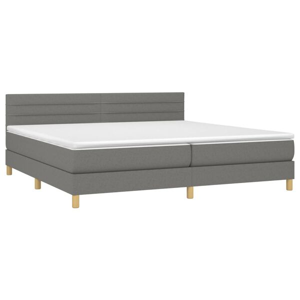 vidaXL Sommier &agrave; lattes de lit et matelas et LED Gris fonc&eacute; 200x200 cm