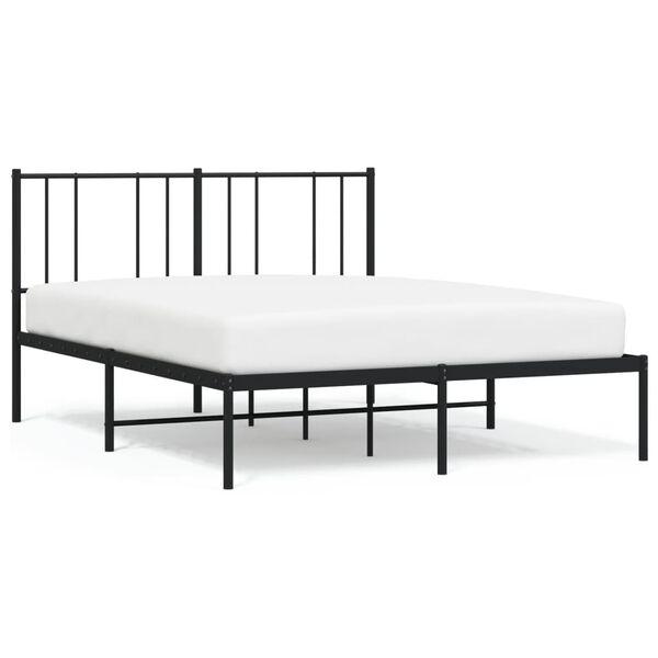 vidaXL Cadre de lit m&eacute;tal sans matelas avec t&ecirc;te de lit noir 140x200cm