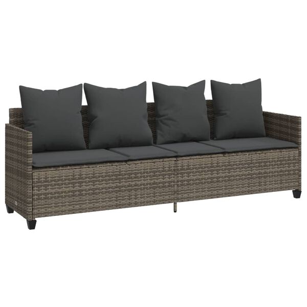 vidaXL Salon de jardin 5 pcs avec coussins gris r&eacute;sine tress&eacute;e