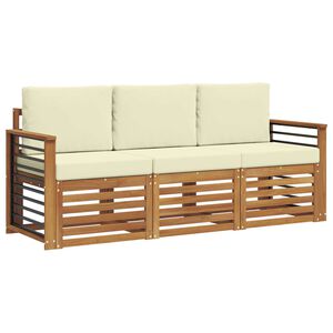 vidaXL Ensembles de canap&eacute;s 3 pc Naturel et Cr&egrave;me Bois d'Acacia Massif