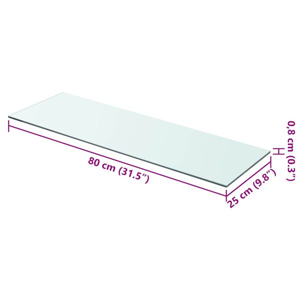 vidaXL Panneaux d'&eacute;tag&egrave;re 2 pcs Verre Transparent 80 x 25 cm