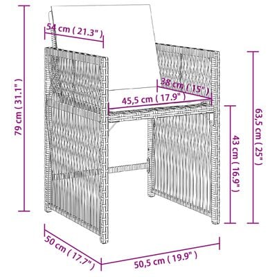 vidaXL Ensemble à manger de jardin coussins 5pcs Noir Résine tressée