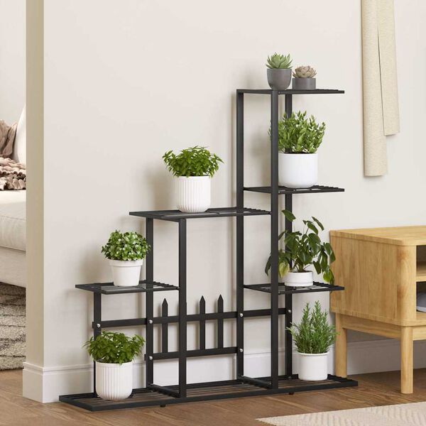 vidaXL Support pour plantes 94,5x25x88 cm Noir M&eacute;tal