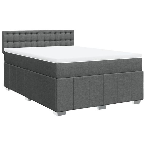 vidaXL Sommier &agrave; lattes de lit avec matelas Gris fonc&eacute; 160x200cm Tissu