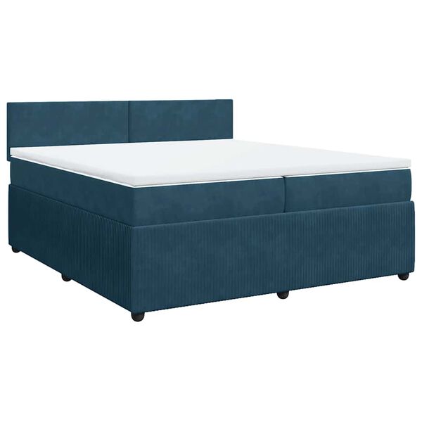 vidaXL Sommier &agrave; lattes de lit et matelas Bleu 200x200 cm velours