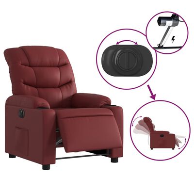 vidaXL Fauteuil inclinable électrique Rouge bordeaux Similicuir