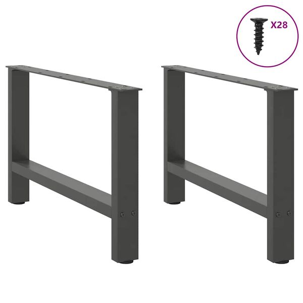 vidaXL Pieds de table basse Anthracite 2 pi&egrave;ces 70 x (42-43) cm Acier