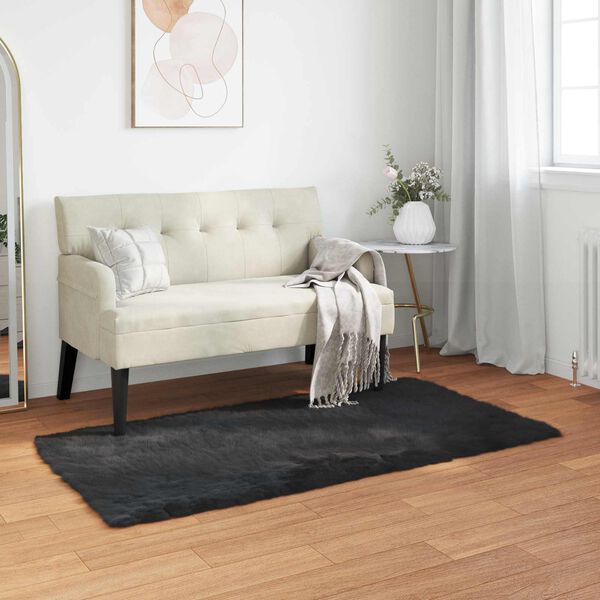 vidaXL Tapis en fausse Tafalla Noir 60 x 110 cm Polyester