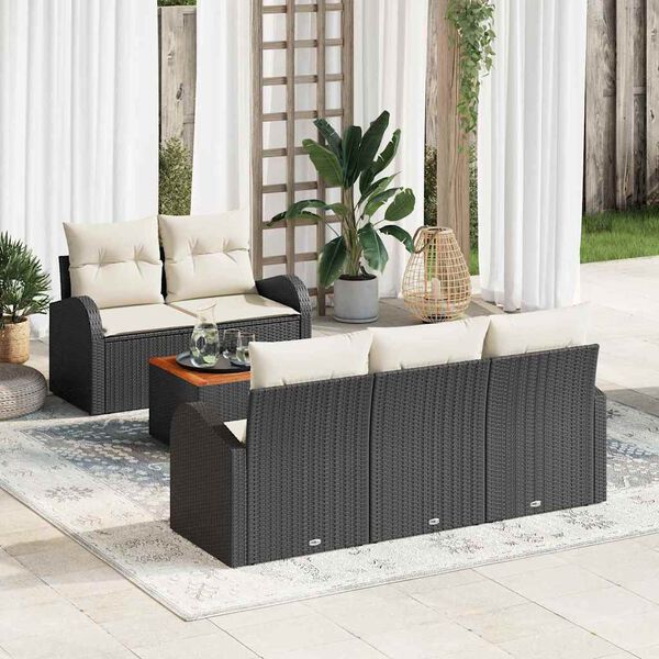vidaXL Ensemble de canap&eacute; de jardin 6 pcs Noir et blanc