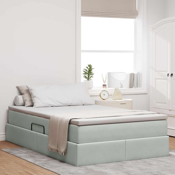 vidaXL Lit avec rangement et matelas Gris clair 120 x 190 cm Velours