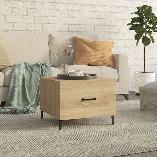 vidaXL Table basse avec pieds en m&eacute;tal Ch&ecirc;ne sonoma 50x50x40 cm