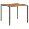 vidaXL Table de jardin 90x90x75cm Résine tressée et bois d'acacia Gris