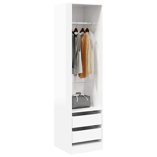 vidaXL Garde-robe avec tiroirs Blanc brillant Bois d'ing&eacute;nierie
