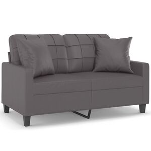 vidaXL Canap&eacute; 2 places avec oreillers gris 120 cm similicuir