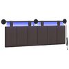 vidaXL T&ecirc;te de lit suspendue Avec lumi&egrave;re LED Marron fonc&eacute; Tissu