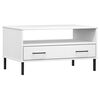 vidaXL Table basse avec pieds en m&eacute;tal Blanc 85x50x45 cm Bois OSLO