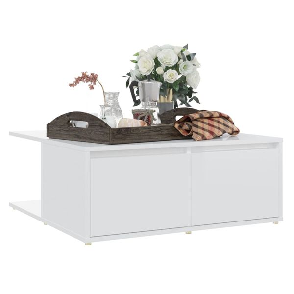 vidaXL Table basse blanc brillant 80x80x31 cm bois d'ingénierie