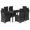 vidaXL Ensemble &agrave; manger de jardin coussins 7pcs Noir R&eacute;sine tress&eacute;e