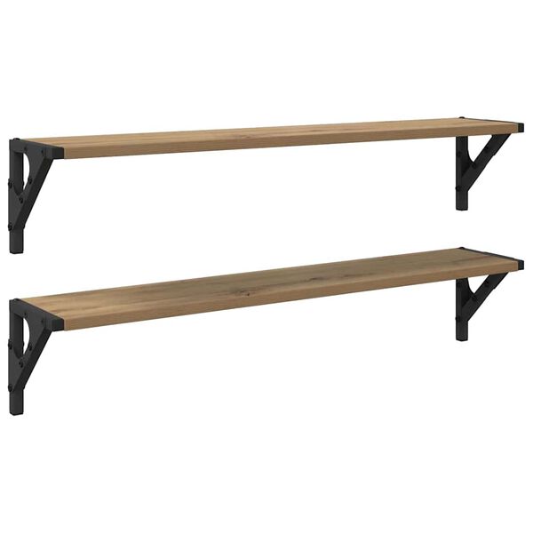 vidaXL &Eacute;tag&egrave;res Murales 2 pcs Ch&ecirc;ne artisanal 80 x 15 x 15,5 cm
