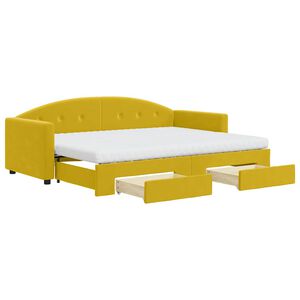 vidaXL Lit de jour avec gigogne et tiroirs jaune 80x200 cm velours