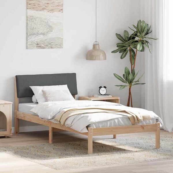 vidaXL Cadre de lit avec t&ecirc;te de lit marron et gris fonc&eacute; 90 x 190 cm