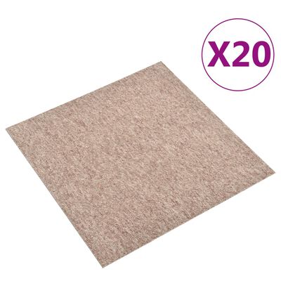 vidaXL Dalles de tapis de sol 20 pcs 5 m² 50x50 cm Beige