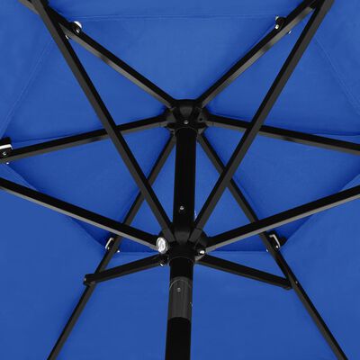 vidaXL Parasol à 3 niveaux avec mât en aluminium Bleu azuré 2,5 m