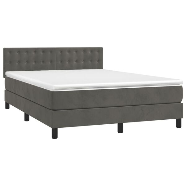 vidaXL Sommier &agrave; lattes de lit avec matelas LED Gris fonc&eacute; 140x190 cm