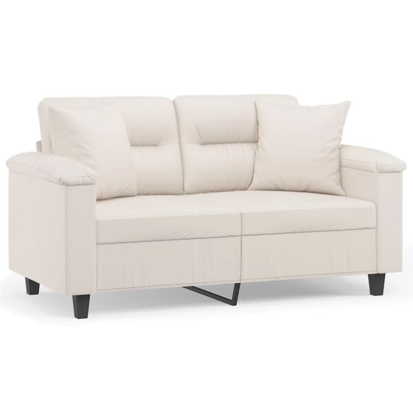 vidaXL Canap&eacute; 2 places avec oreillers et coussins Beige 120 cm
