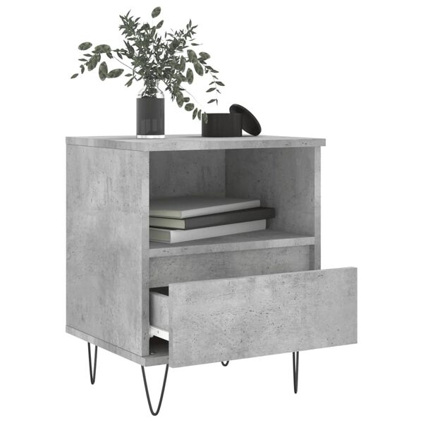 vidaXL Table de chevet gris b&eacute;ton 40x35x50 cm bois d&rsquo;ing&eacute;nierie