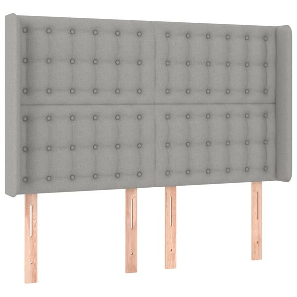 vidaXL T&ecirc;te de lit avec oreilles Gris clair 147x16x118/128 cm Tissu