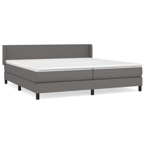 vidaXL Sommier &agrave; lattes de lit avec matelas Gris 200x200 cm Similicuir