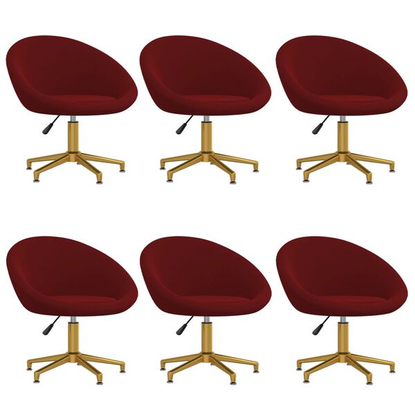 vidaXL Chaises &agrave; manger lot de 6 rouge bordeaux velours