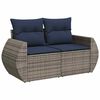 vidaXL Salon de jardin avec coussins 7pcs gris r&eacute;sine tress&eacute;e acacia